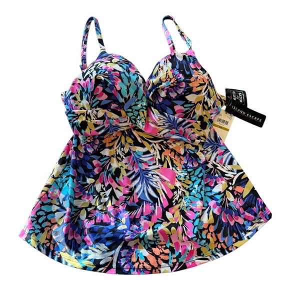 Island Escape Women's Floral Print Gemini Underwire Tankini Top -‎ 14 - Multi - Picture 3 of 13